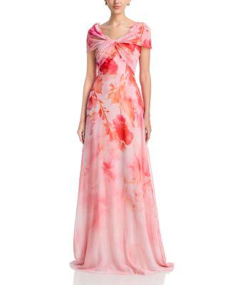 Chiffon Off Shoulder Gown by TERI JON BY RICKIE FREEMAN