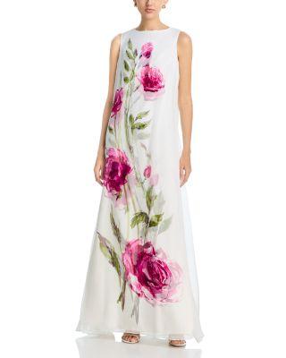 Digital Flower Print Crepe Dress by TERI JON BY RICKIE FREEMAN