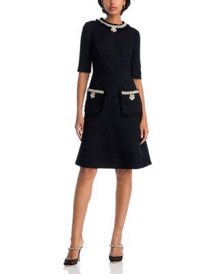 Embellished Tweed Dress by TERI JON BY RICKIE FREEMAN