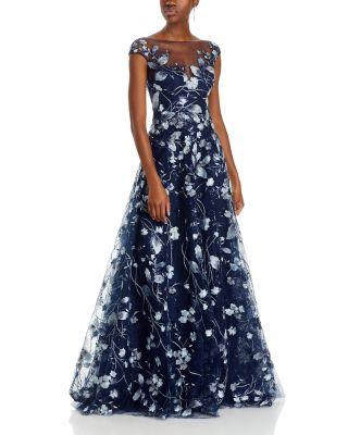 Embroidered Lace Illusion Bodice Gown by TERI JON BY RICKIE FREEMAN