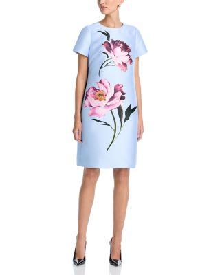 Faille Placement Floral Dress by TERI JON BY RICKIE FREEMAN