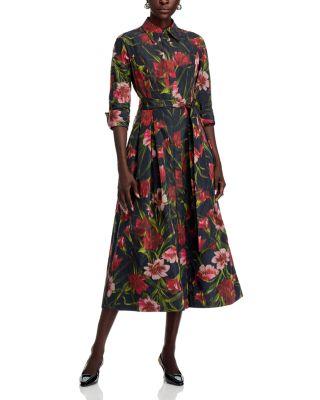 Floral Faille Shirt Dress by TERI JON BY RICKIE FREEMAN