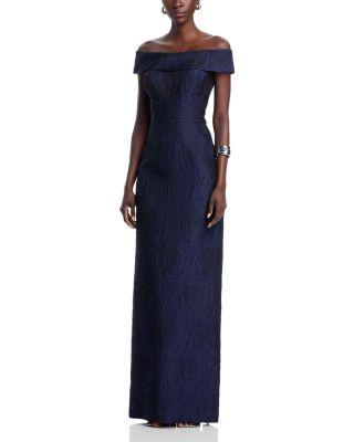 Jacquard Off-the-Shoulder Gown by TERI JON BY RICKIE FREEMAN