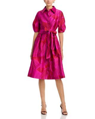 Jacquard Puff Sleeve Shirt Dress by TERI JON BY RICKIE FREEMAN