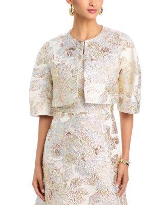 Metallic Jacquard Bolero Jacket by TERI JON BY RICKIE FREEMAN