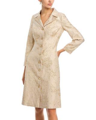 Metallic Jacquard Coat Dress by TERI JON BY RICKIE FREEMAN