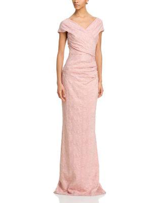 Metallic Jacquard Gown by TERI JON BY RICKIE FREEMAN