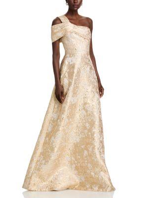 Metallic Jacquard Gown by TERI JON BY RICKIE FREEMAN
