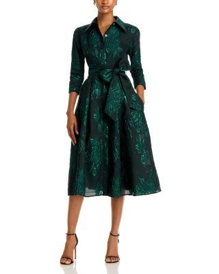 Metallic Jacquard Midi Shirt Dress by TERI JON BY RICKIE FREEMAN