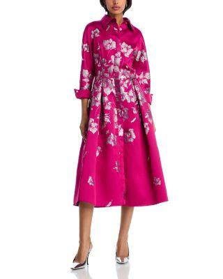 Metallic Jacquard Shirt Dress by TERI JON BY RICKIE FREEMAN