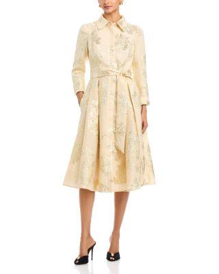 Metallic Jacquard Shirt Dress by TERI JON BY RICKIE FREEMAN