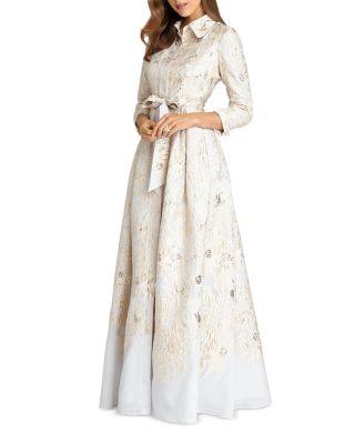 Metallic Shirtwaist Gown by TERI JON BY RICKIE FREEMAN