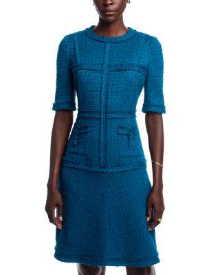 Metallic Tweed Geo Stripe Dress by TERI JON BY RICKIE FREEMAN