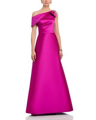 Mikado Asymmetrical Bow Gown by TERI JON BY RICKIE FREEMAN