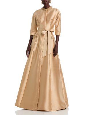 Mikado Bead Collar Gown by TERI JON BY RICKIE FREEMAN