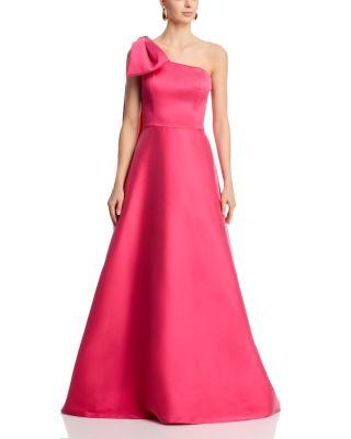 Mikado Bow One Shoulder Gown by TERI JON BY RICKIE FREEMAN