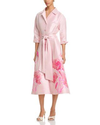 Mikado Floral Print Shirt Dress by TERI JON BY RICKIE FREEMAN