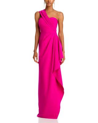 One Shoulder Side Drape Gown by TERI JON BY RICKIE FREEMAN