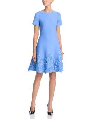 Short Sleeve Lace Hem Knit Dress by TERI JON BY RICKIE FREEMAN