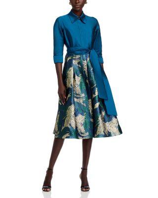 Taffeta Jacquard Shirt Dress by TERI JON BY RICKIE FREEMAN