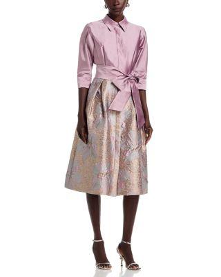Taffeta Jacquard Shirtdress by TERI JON BY RICKIE FREEMAN