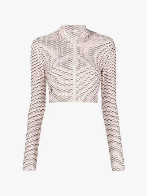 3D-textured cropped performance top by TESSITURA