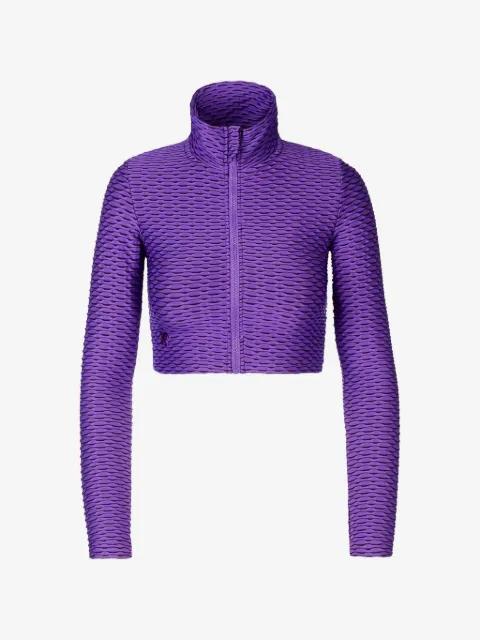 3D-textured performance cropped performance jacket by TESSITURA
