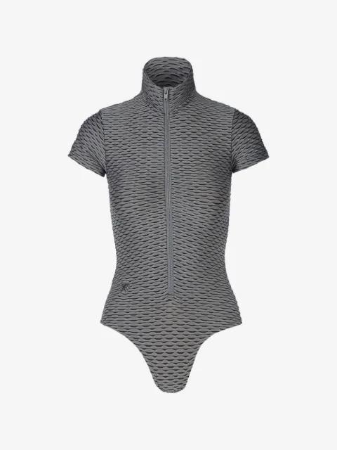3D-textured zip-up bodysuit by TESSITURA