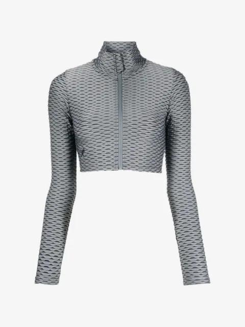 3D zip-up crop performance jacket by TESSITURA