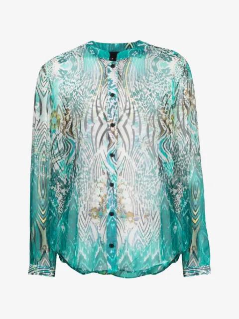 Greens digital-print silk shirt by TESSITURA