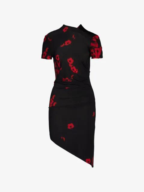 Poppies floral-print asymmetric mini dress by TESSITURA