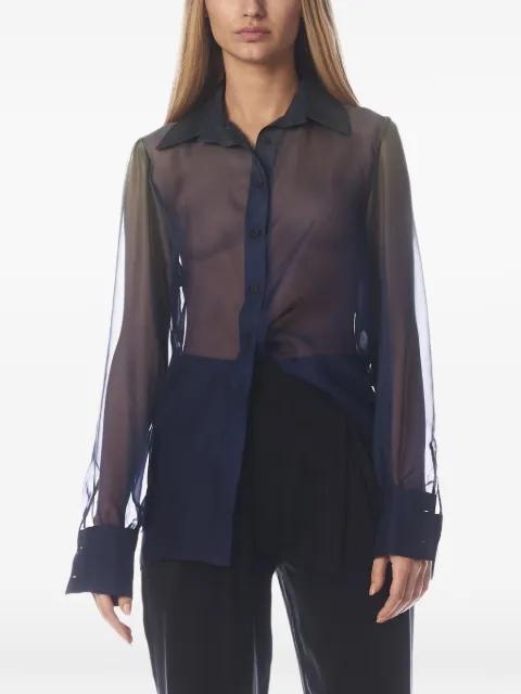 The Navy semi-sheer silk shirt by TESSITURA