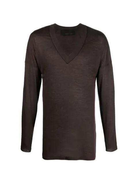 V-neck long-sleeve T-shirt by TESSITURA