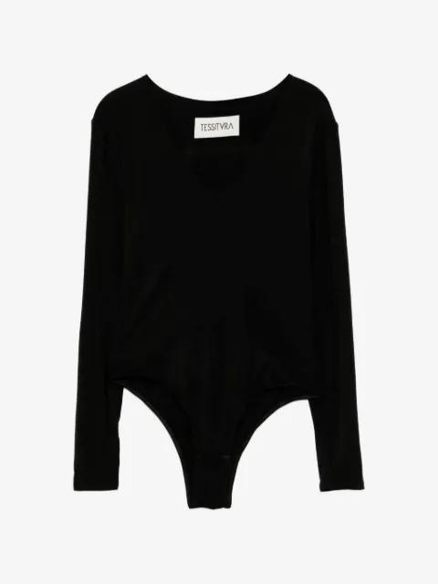 V-neck long-sleeve bodysuit by TESSITURA