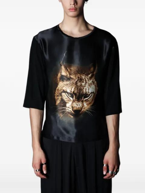 Whatever animal-print silk-front T-shirt by TESSITURA