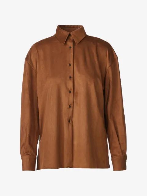 faux-leather long-sleeve shirt by TESSITURA