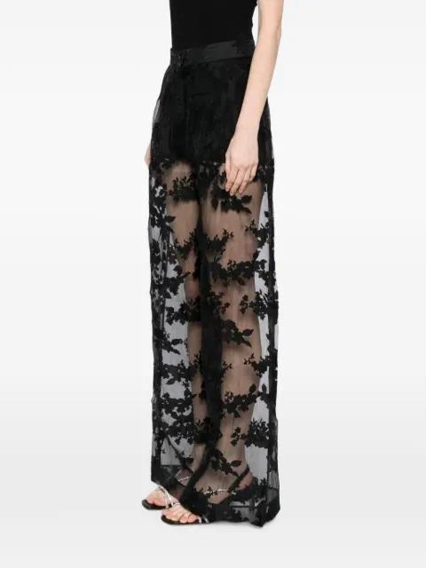 floral-organza wide-leg trousers by TESSITURA