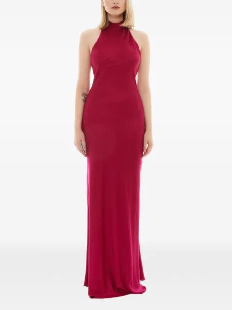 halterneck back-tie maxi dress by TESSITURA