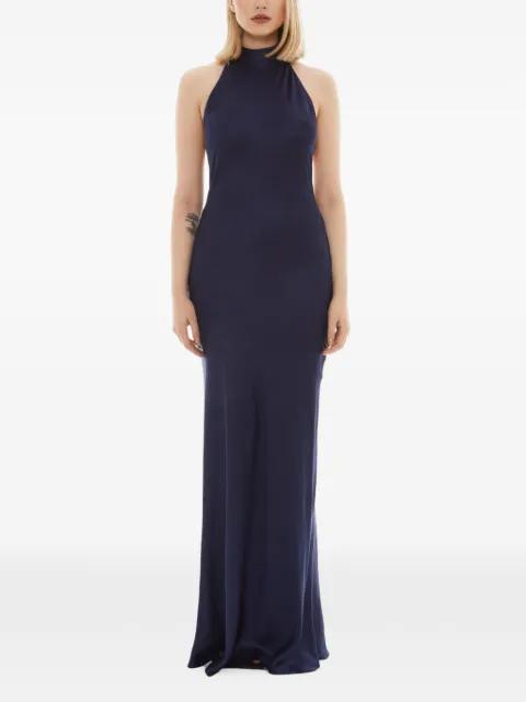 halterneck backless-flared maxi dress by TESSITURA
