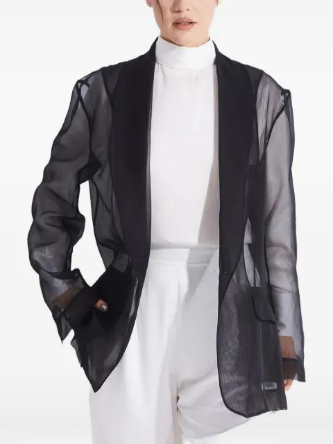 high-neck back-button blouse by TESSITURA