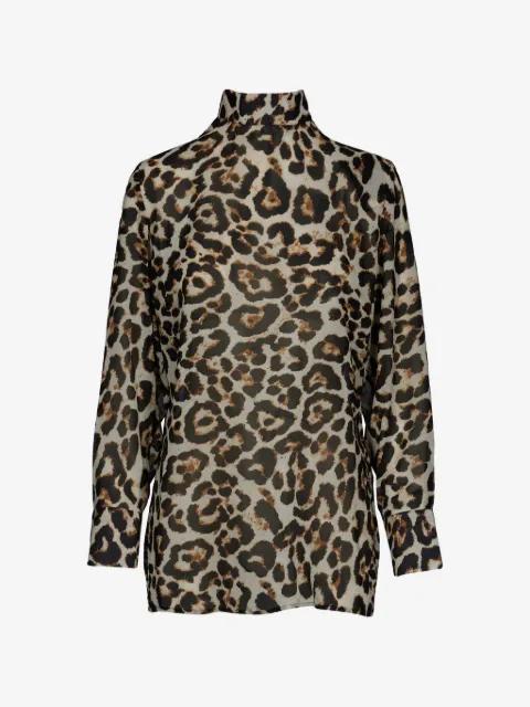 leopard-print back-cutout blouse by TESSITURA