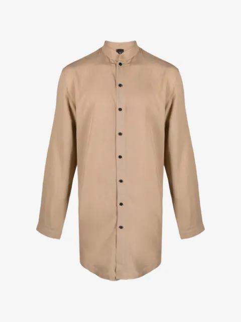 mandarin-collar long-sleeve shirt by TESSITURA