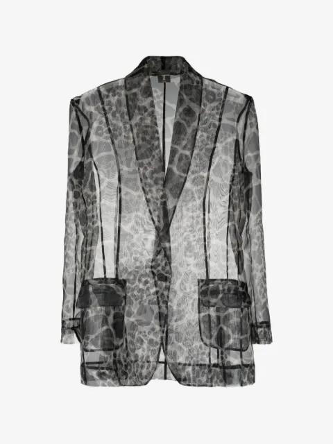 monochrome-printed sheer blazer by TESSITURA