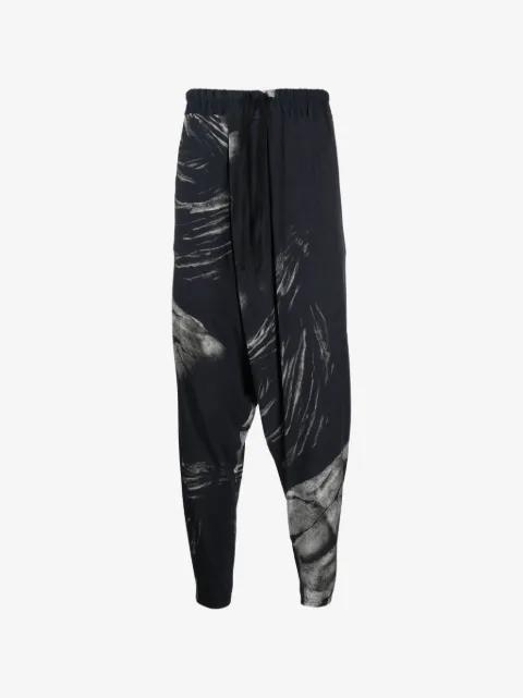 printed drop-crotch trousers by TESSITURA