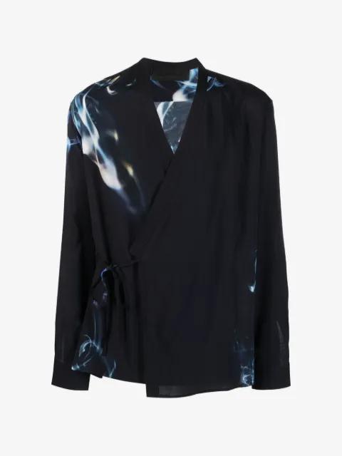 printed side-tie shirt by TESSITURA
