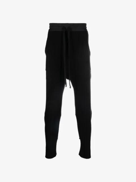 ribbed-knit low-crotch track pants by TESSITURA