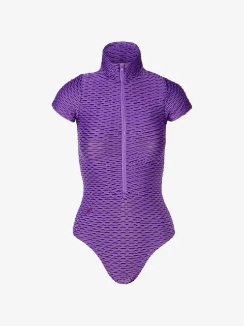 textured zip-up bodysuit by TESSITURA