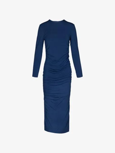 wrinkled long-sleeved fitted midi dress by TESSITURA