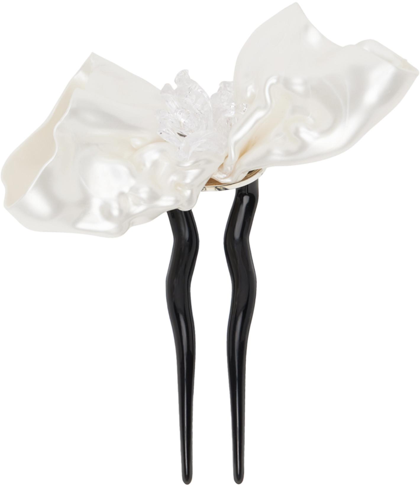 SSENSE Exclusive Off-White Floral Hair Pin by TETIER BIJOUX