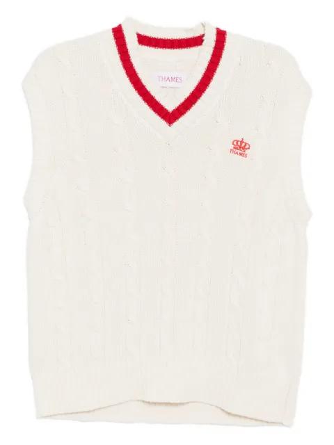 logo appliqué knitted vest by THAMES MMMX